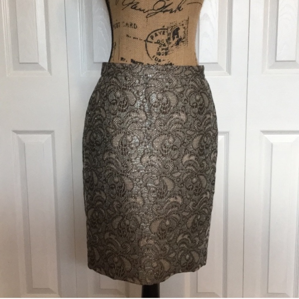 Ann Taylor Floral Brocade Pencil Skirt